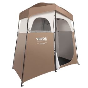 Camping Shower Tent, 83" x 42" x 83" 2 Rooms Oversize Outdoor Portable Shelter, Privacy Tent with Detachable Top, Pockets