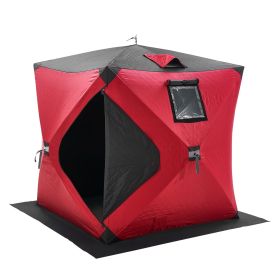 Portable Ice Shelter, 1-2 Person Insulated Pop-Up Ice Fishing Tent, 24 Square Feet Fishable Area, Thermal Ice Shanty for Winter Fishing