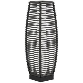 Solar Floor Lamp, Outdoor Rattan Garden Lantern Pathway Light & Decorative Driveway Lighting with Auto On/Off LED Lights for Porch, Yard, Lawn, (Option: Gray-220x220x750 mm)